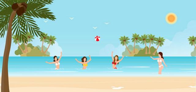 小清新卡通电商淘宝天猫夏季夏天BANNER促销海报背景