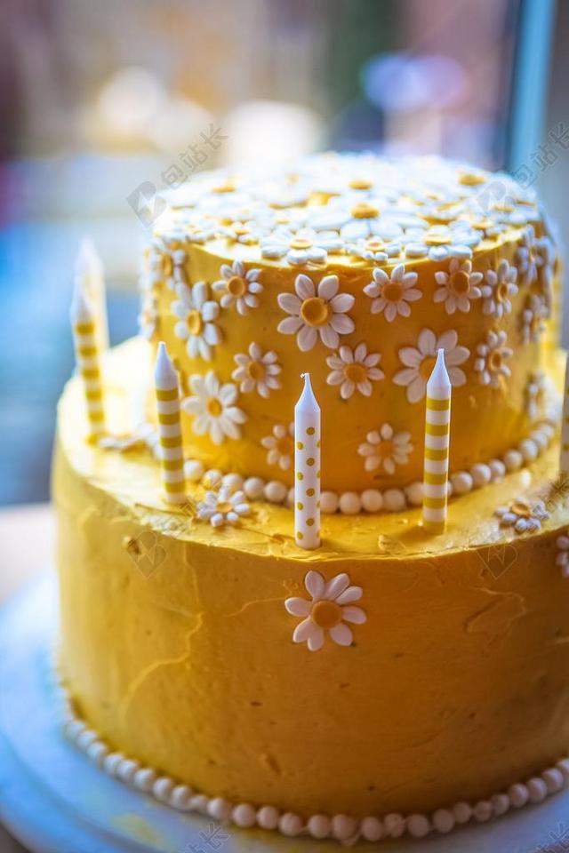 菊花糕 黄饼 生日蛋糕 黄色 花 夏天 新鲜 蛋糕 甜