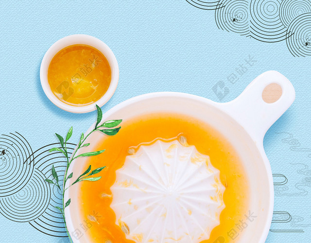 小清新蓝色果酱夏天水果茶饮品促销海报背景