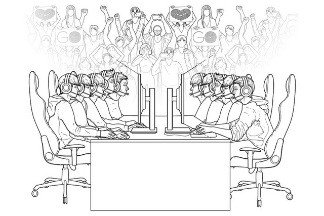 电竞游戏线条UI矢量插画素材