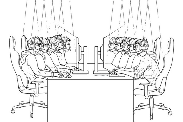 电竞游戏线条UI矢量插画素材