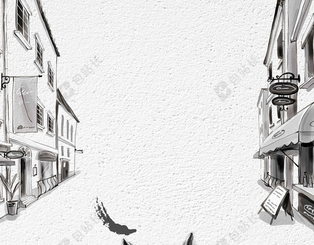 黑白房屋动物剪影手绘美术招生培训海报背景