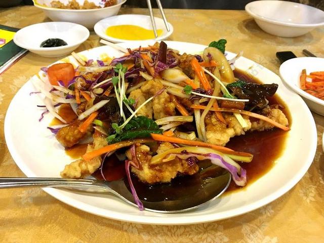 餐饮时尚糖醋里脊背景图片
