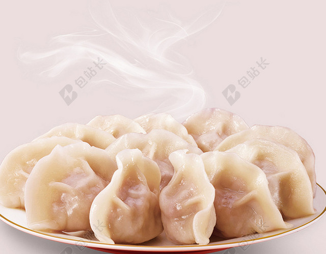 粉色小清新美食餐饮饺子海报背景