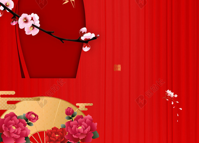时尚红色传统旗袍服装服饰宣传衣服服装店海报背景