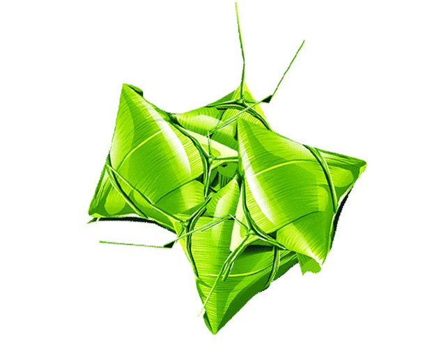 端午节端午粽子粽叶绿色卡通