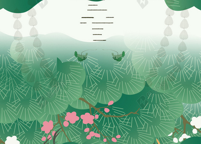 简约绿色树叶小暑24节气二十四节气海报背景