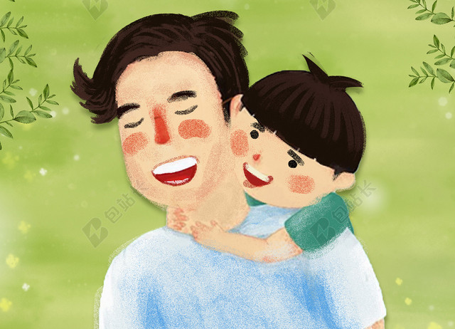 父亲节BANNER父亲节插画绿色海报背景