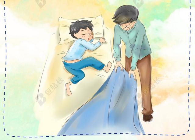父亲节促销父亲节BANNER父亲节小清新插画海报背景