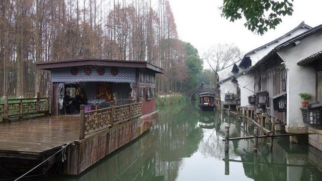 古镇 木船 河流
