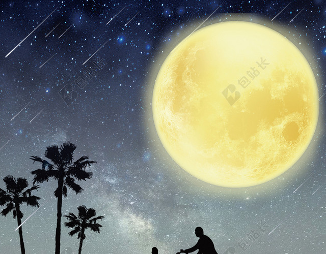 父亲节BANNER父亲节夜晚父子海报背景