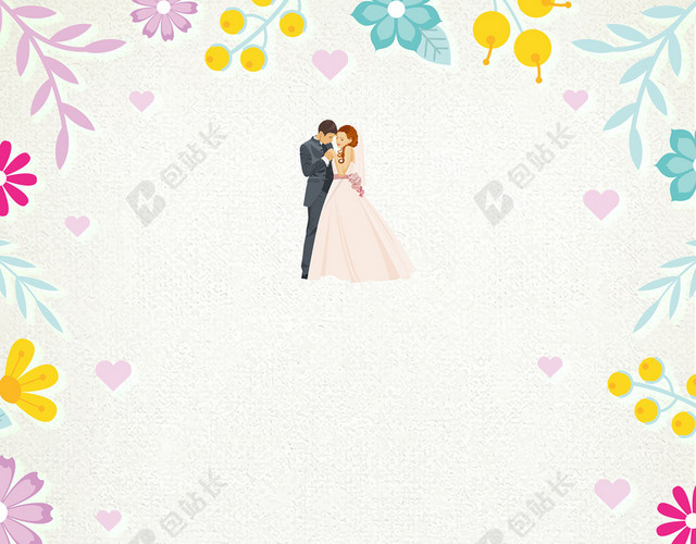 简约花白色婚礼婚宴结婚请柬邀请函背景图