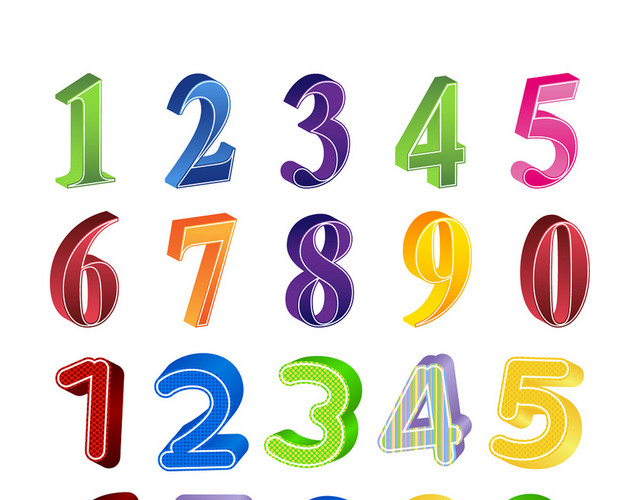 彩色立体数字序号数字编号数字设计