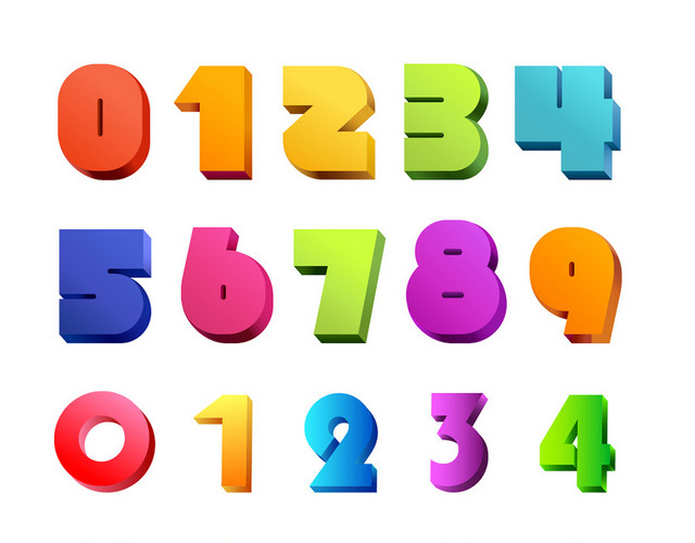 数字序号数字编号简约彩色立体数字设计