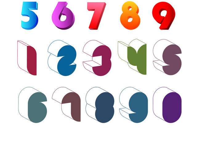 数字序号数字编号简约彩色立体数字设计