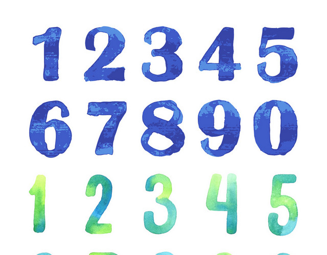 水彩数字序号数字编号数字设计