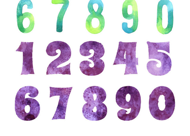 水彩数字序号数字编号数字设计
