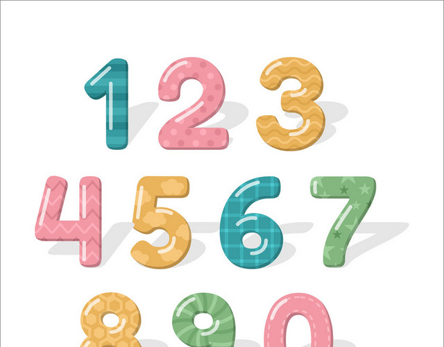 数字序号数字编号卡通彩色条纹数字
