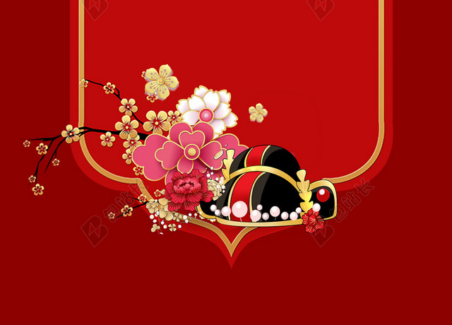 中式婚礼红色背景中国风喜庆婚礼用品素材