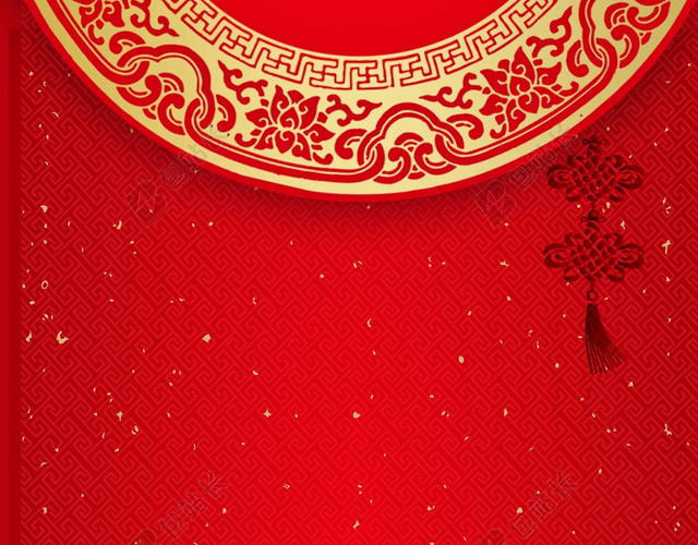 中式婚礼红色背景中国风喜庆中式风格边框中国结素材