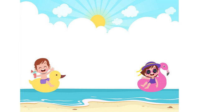 夏天游泳防溺水海滩素材
