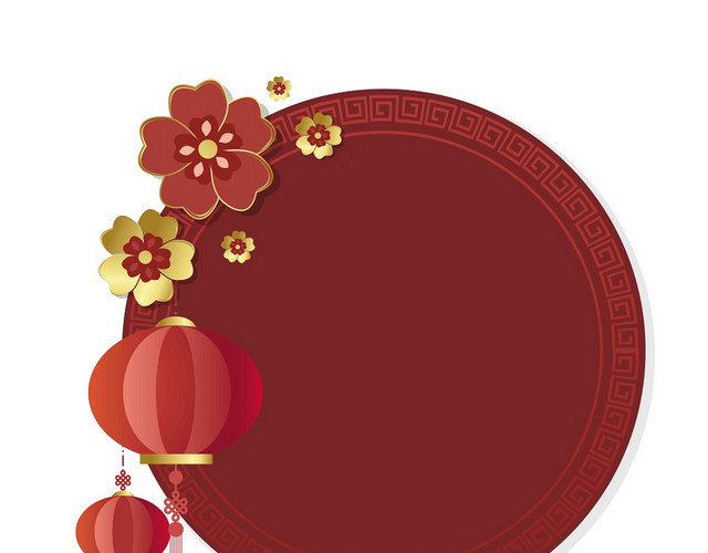 中国风喜庆新年红色灯笼边框小素材