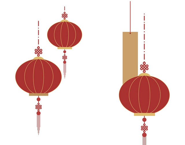 中国风喜庆新年红色灯笼小素材