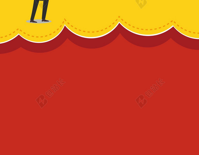 黄红卡通儿童矩形线条波浪社团招新招生易拉宝背景