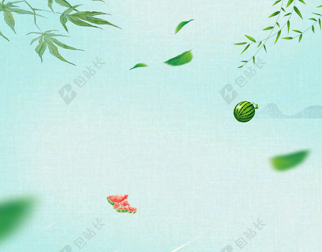 中国传统节日绿色荷叶天鹅24节气小暑海报背景