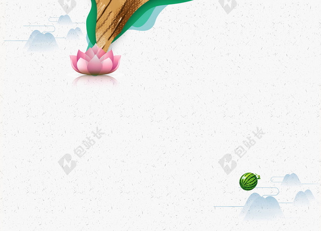 中国传统节日绿色西瓜小孩24节气小暑海报背景