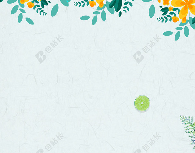 中国传统节日青绿色树叶西瓜24节气小暑海报背景