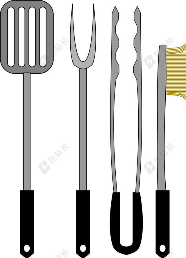 烧烤 画笔 厨师 叉 烤架 铲 夹钳 工具 餐具