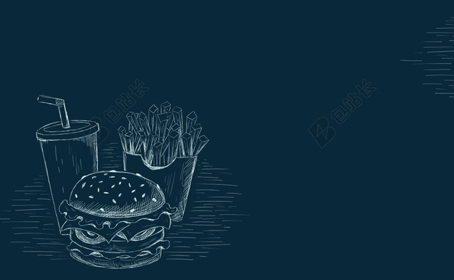简约大方藏青色炸鸡名片背景