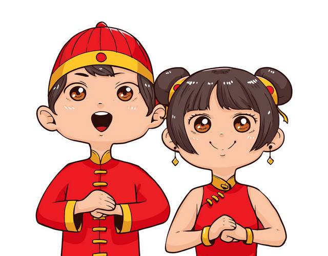 中国娃娃中国风喜庆新年素材