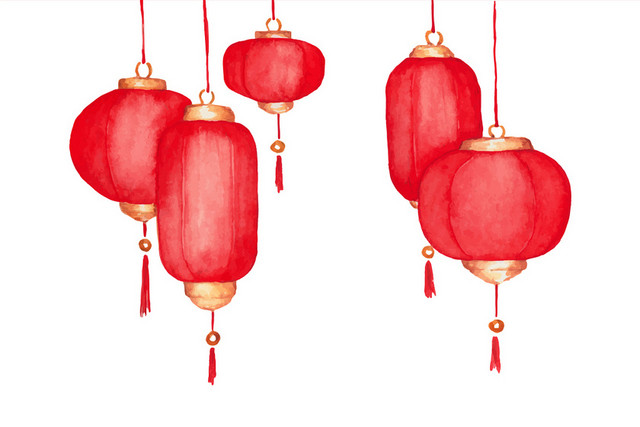 手绘灯笼中国风喜庆新年素材
