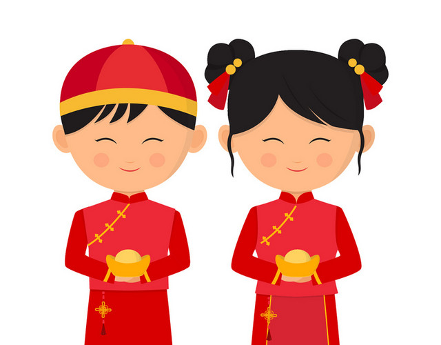新婚娃娃中国风喜庆新年素材