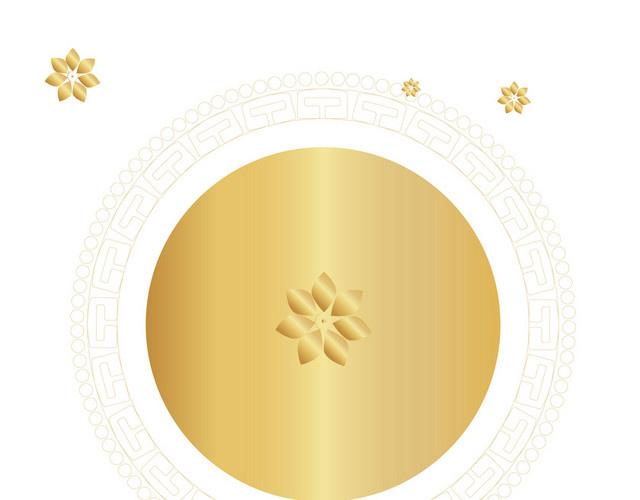 中国风喜庆新年中式金色猪圆形素材
