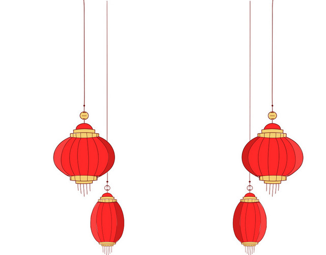 中国风喜庆新年红色灯笼素材