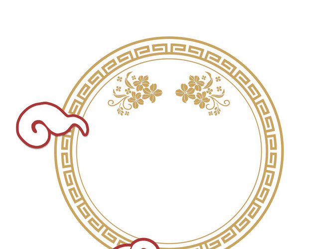 中国风喜庆新年中式红色祥云线框素材