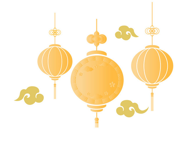 中国风喜庆新年中式金色渐变灯笼素材