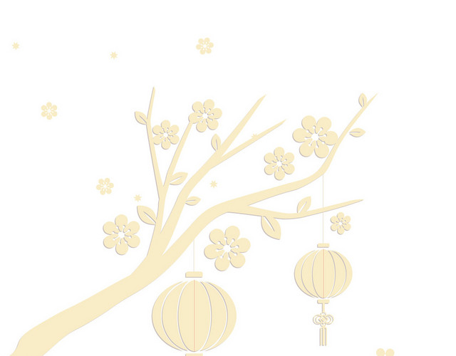 中国风喜庆新年中式金色渐变灯笼素材