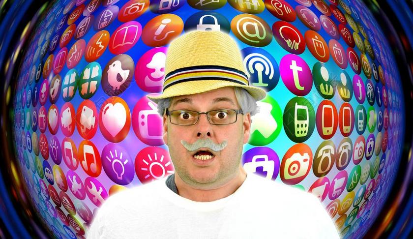 惊喜 高级 年龄 男子 人的 人 新 媒体 老 肖像