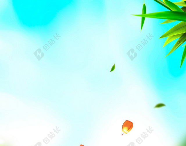 古风清新卡通创意插画粽子端午节龙舟海报背景