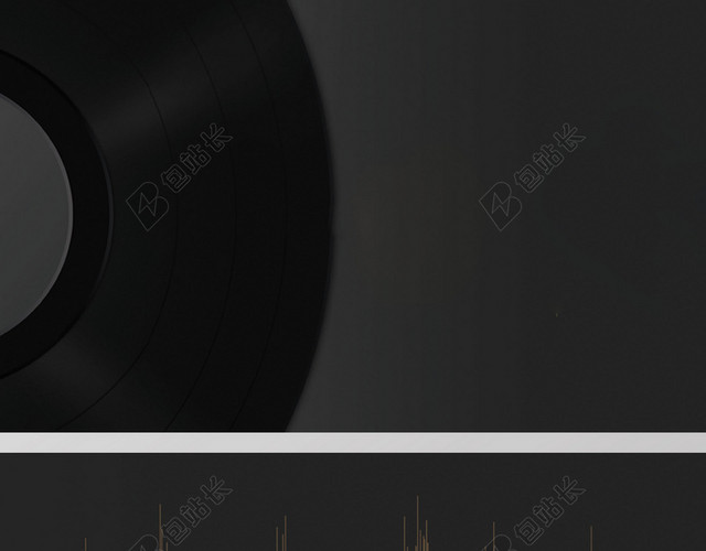 简约黑色碟片乐器名片背景