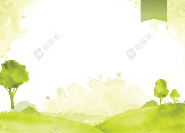 绿色清新水墨招商三折页背景