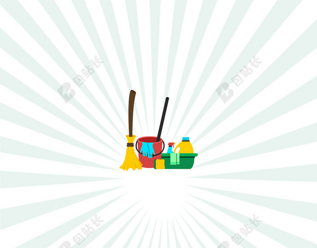 清新简约卡通蓝色插画家政清洁保洁海报背景
