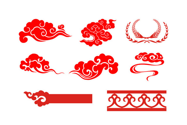 红色祥云中国风祥云素材