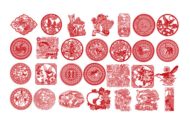 中国风剪纸2019年新年春节囍字祥物PNG素材