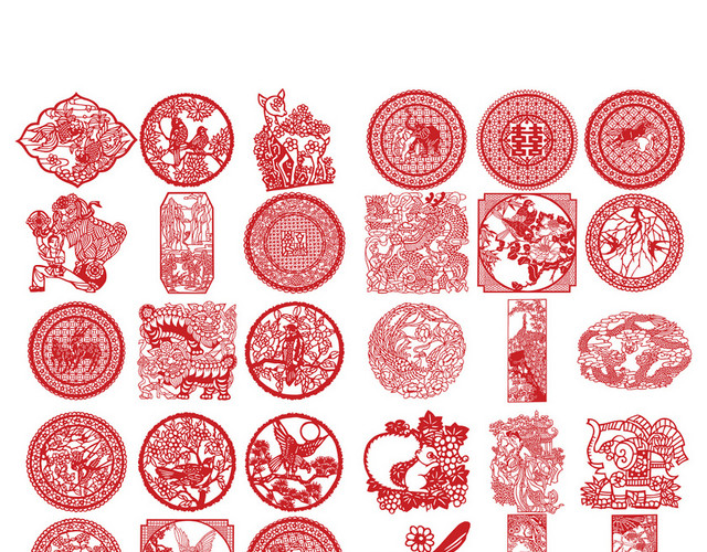 中国风剪纸2019年新年春节囍字祥物PNG素材