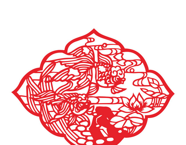 中国风剪纸古风边框窗花剪纸PNG素材